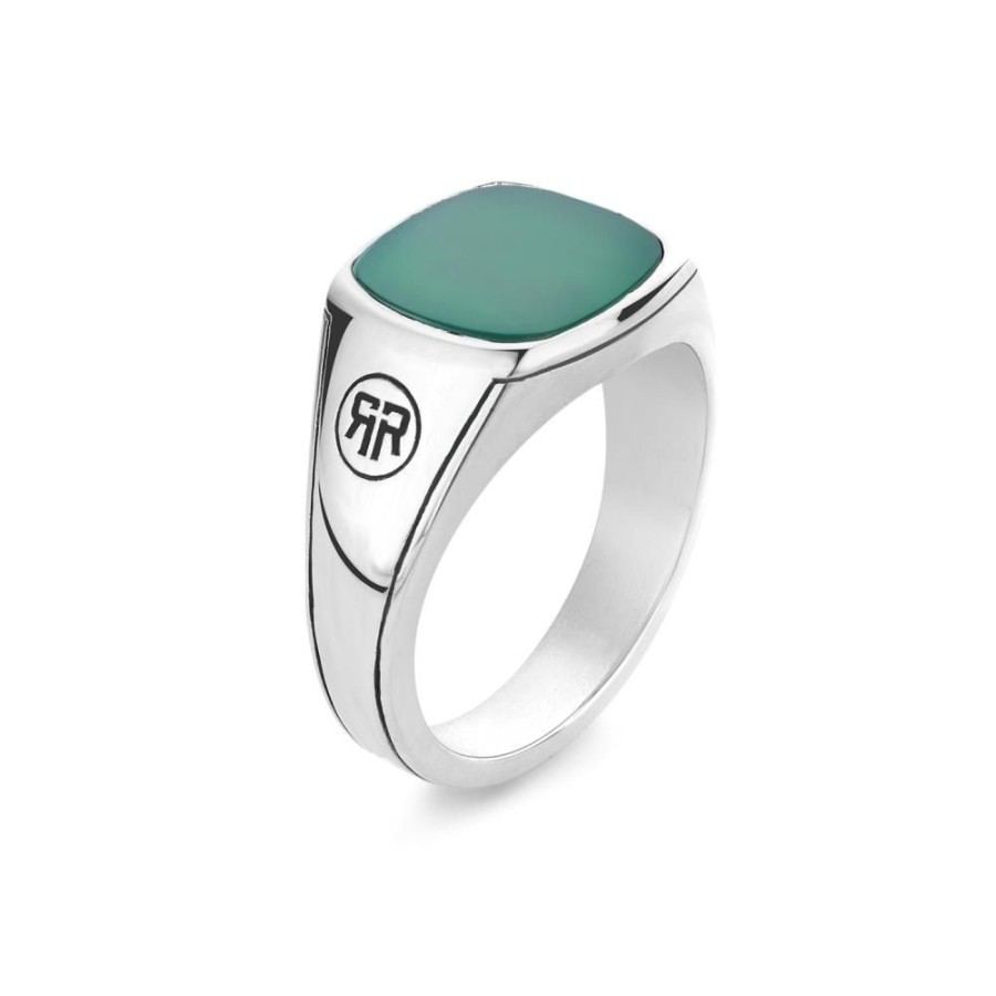 Man Rebel & Rose | Ring Square Green Jade