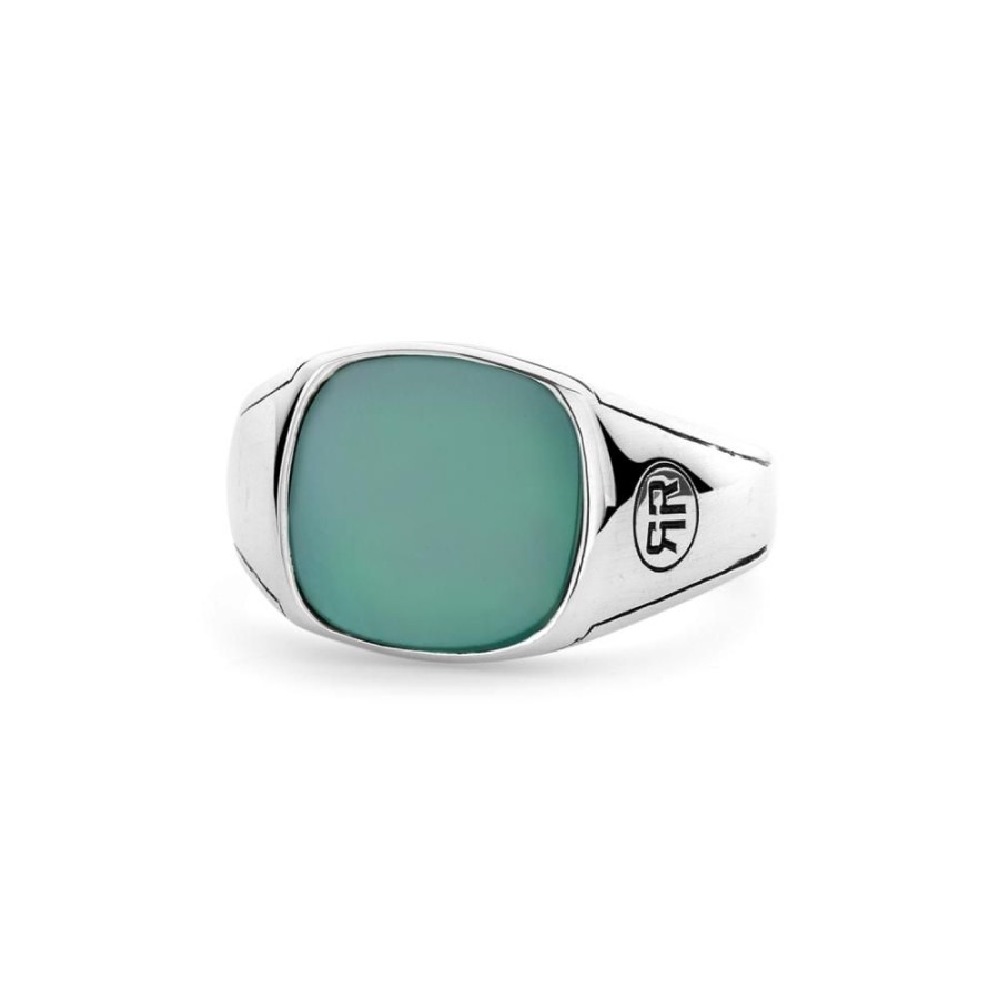 Man Rebel & Rose | Ring Square Green Jade