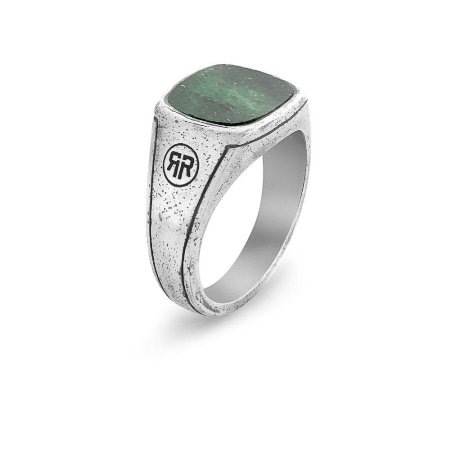 Man Rebel & Rose | Ring Square Vintage Green Jade