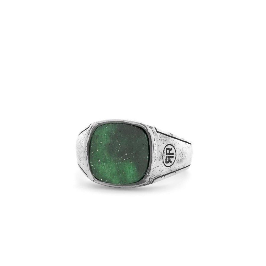 Man Rebel & Rose | Ring Square Vintage Green Jade