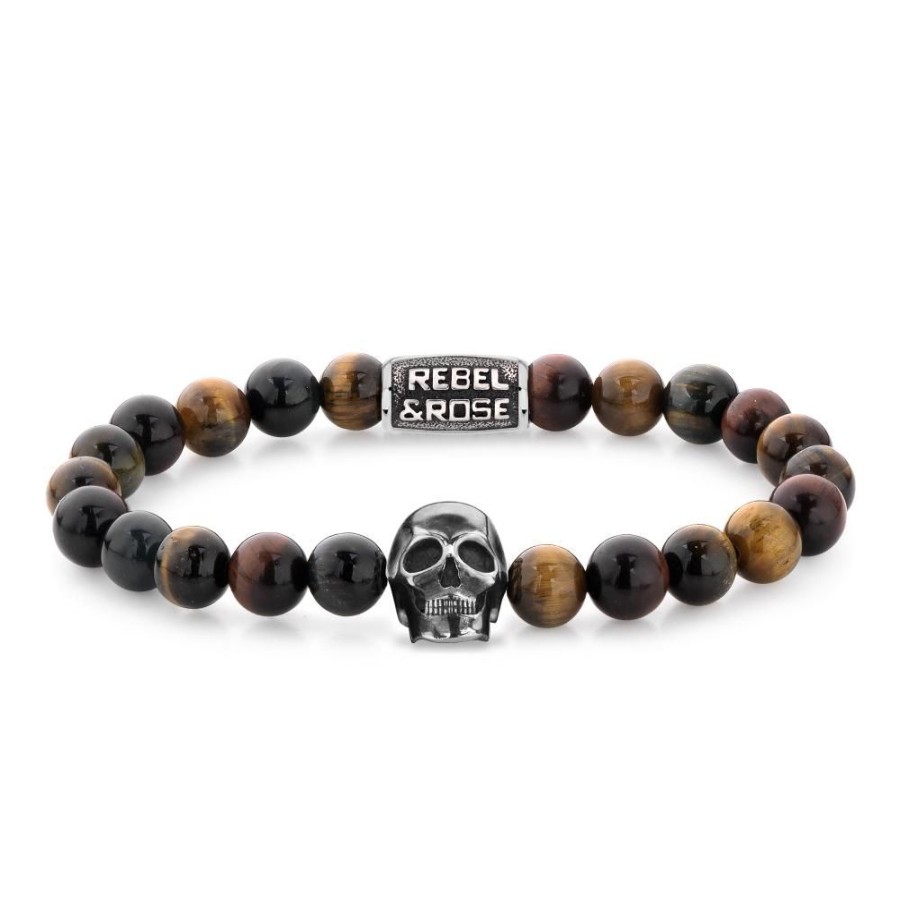 Man Rebel & Rose | Skull Mixed Tiger Eye