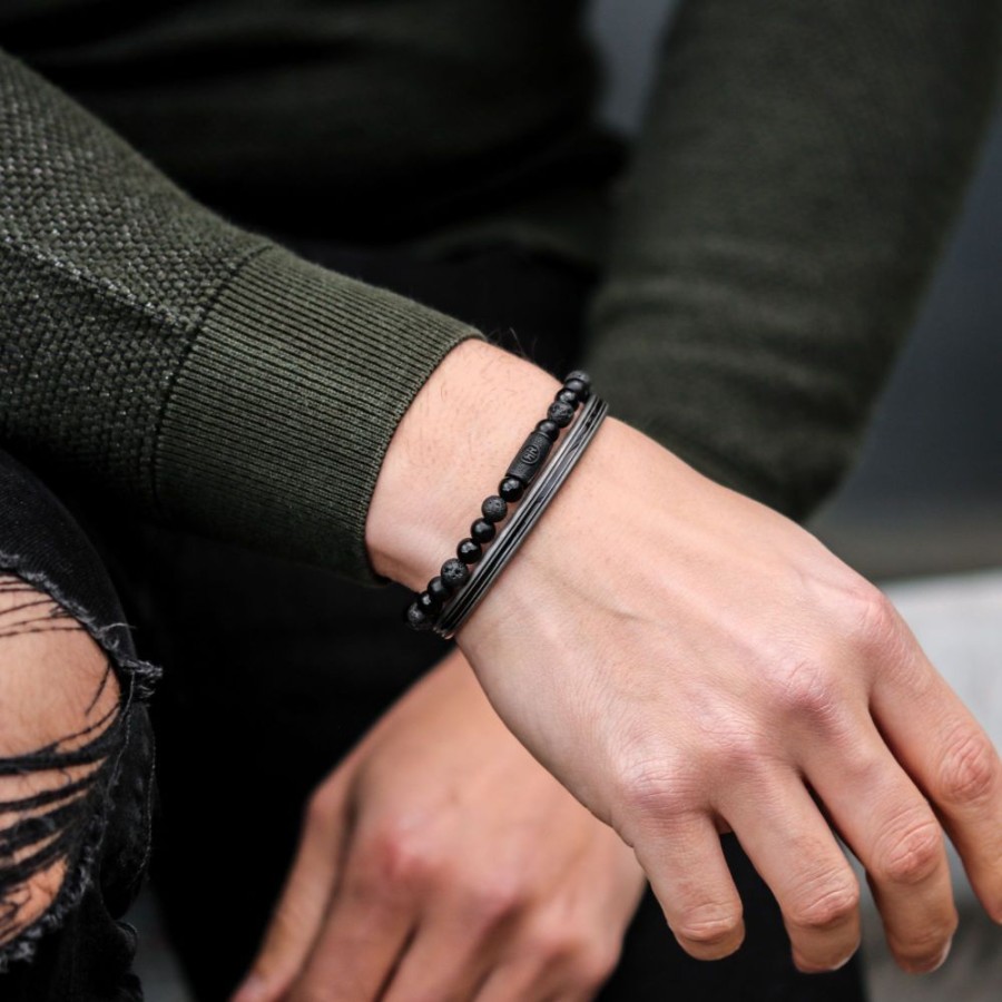 Man Rebel & Rose | Bangle Vintage Black Lines