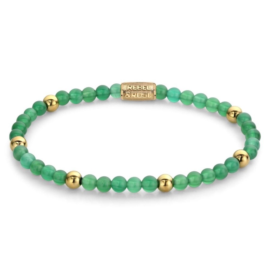 Vrouw Rebel & Rose | Green Harmony - 4Mm - 18 Ct Yellow Gold Plated