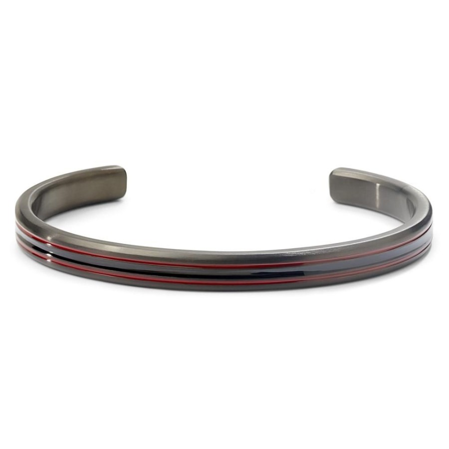 Man Rebel & Rose | Bangle Black Red Lines