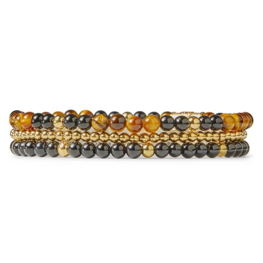 Vrouw Rebel & Rose | Mix Tiger Black - 4Mm - 18 Ct Yellow Gold Plated